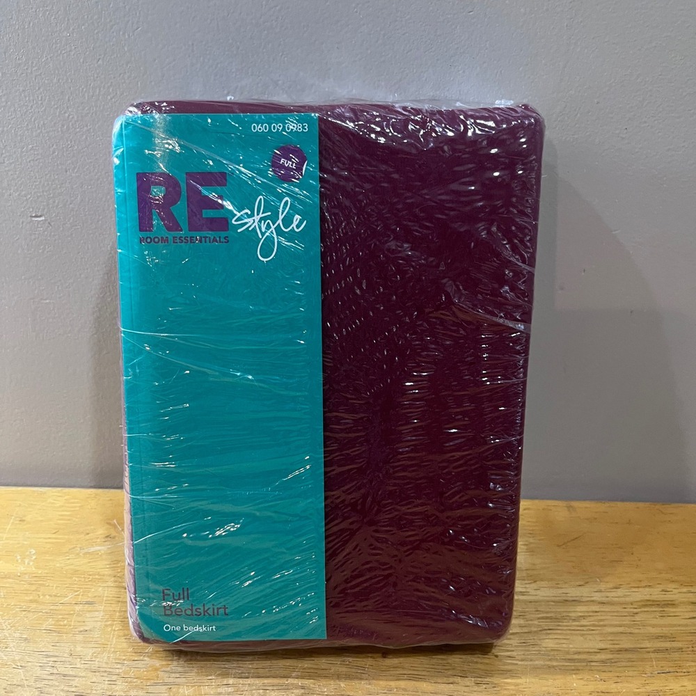 Room‎ Essentials Full Bedskirt Burgundy Plum 14in Drop 060 09 0983 New